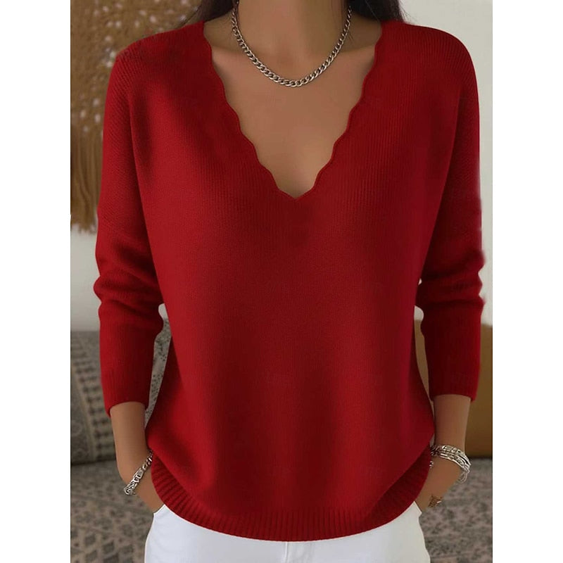 Scalloped dekolt V Halloween sweter