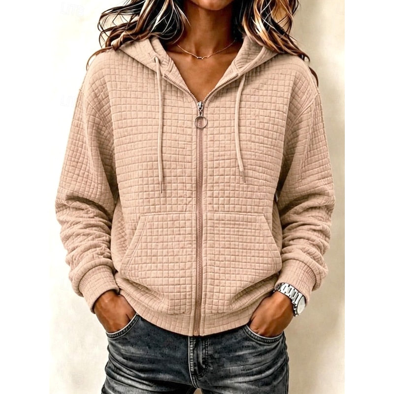 Fakturowany Zip-Up bluza z kapturem