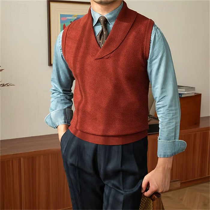 Szalowy-kołnierz dzianina kamizelka swetrowa