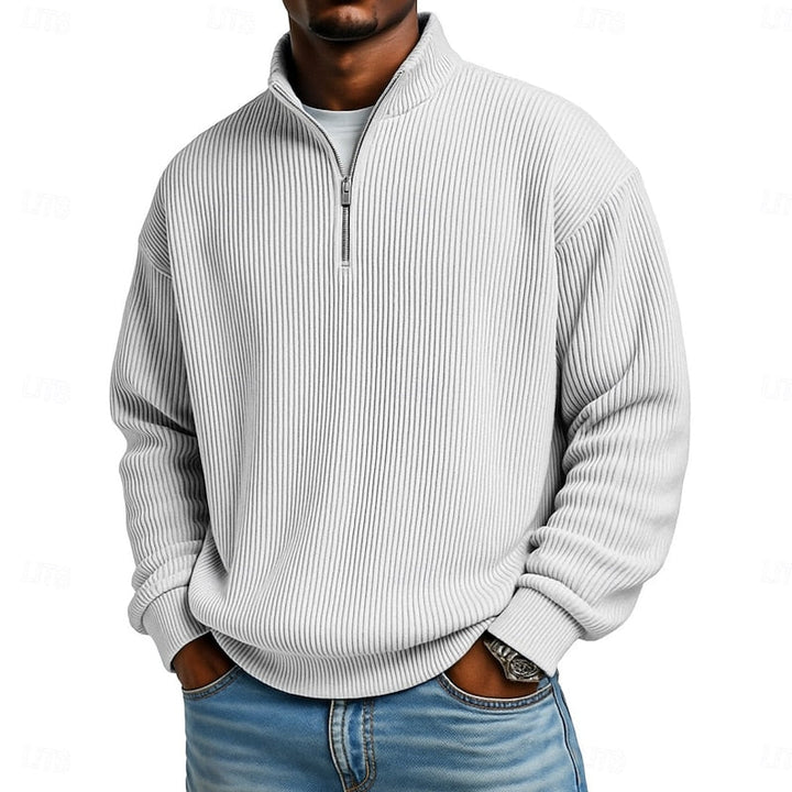 Prążkowany zamek 1/4 sweter