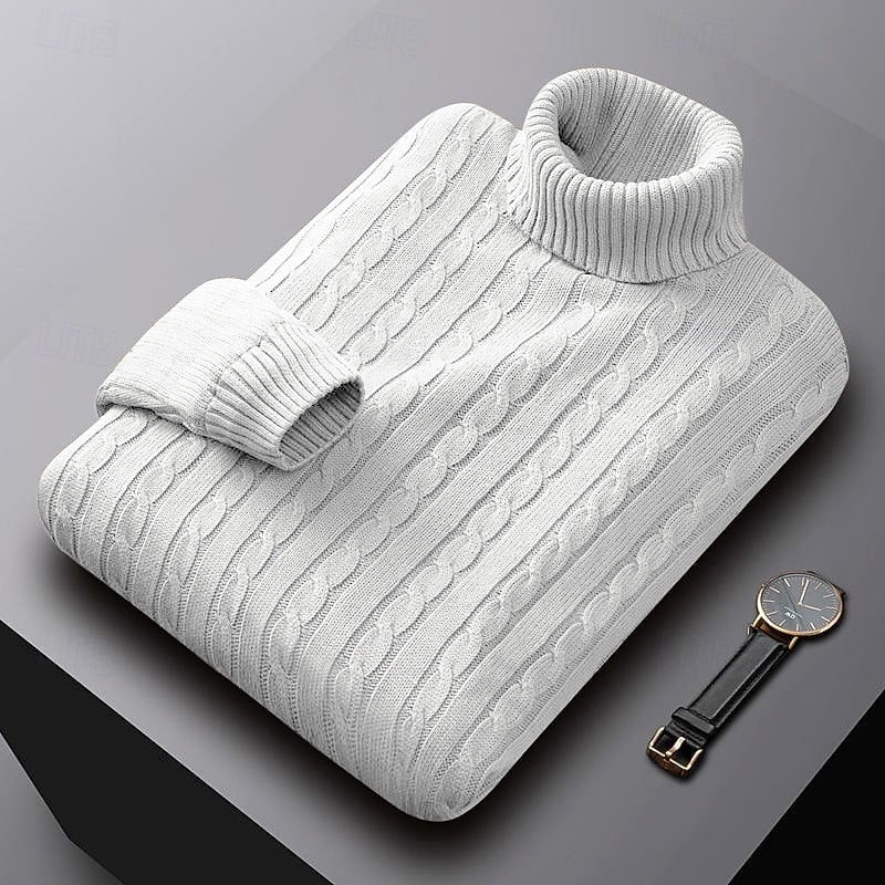 Cable dzianina sweter z golfem