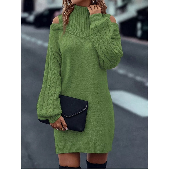 Cold-Shoulder sweter z golfem sukienka