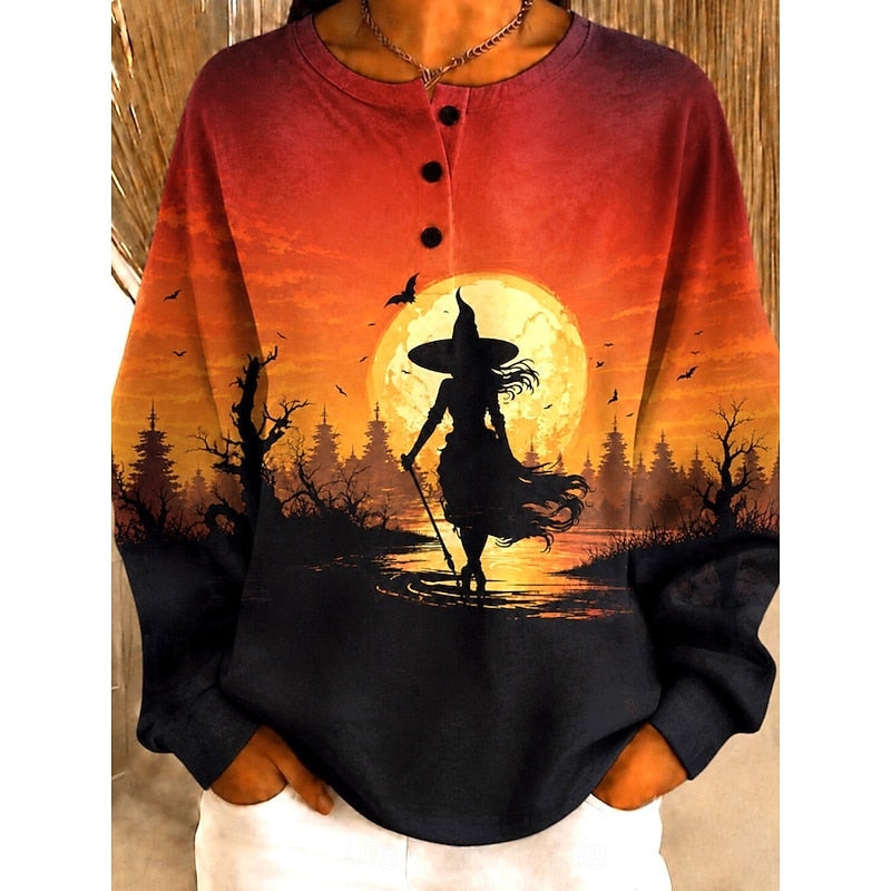 Halloween graficzny okrągły dekolt bluza