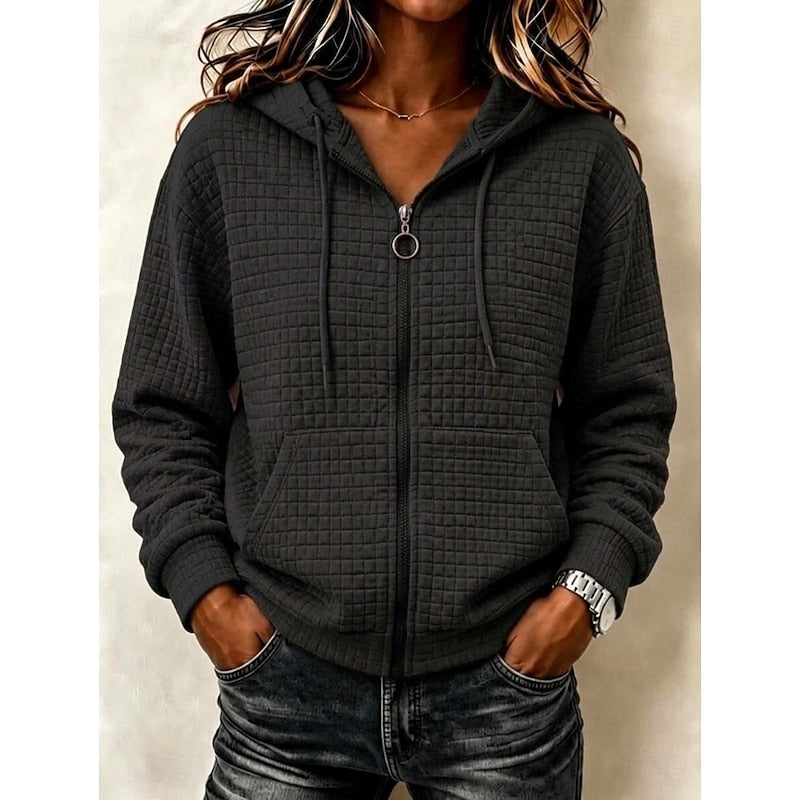 Fakturowany Zip-Up bluza z kapturem