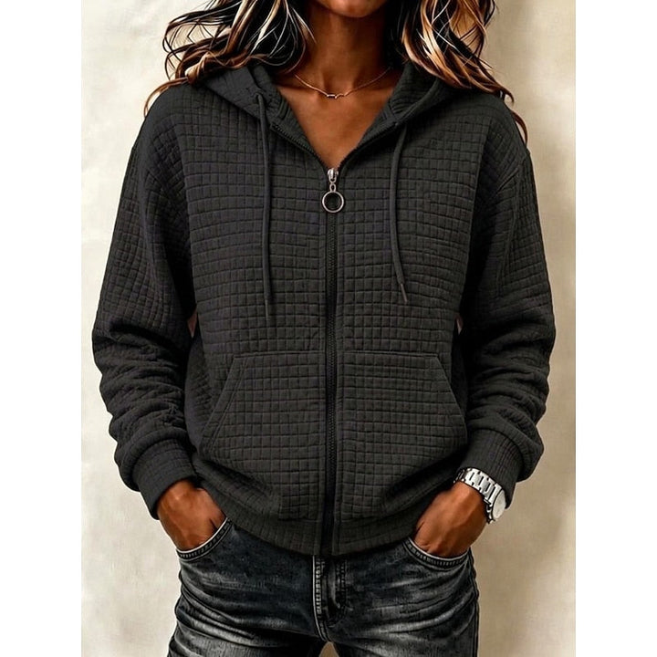 Fakturowany Zip-Up bluza z kapturem