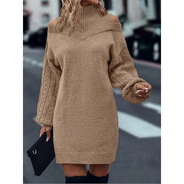 Cold-Shoulder sweter z golfem sukienka
