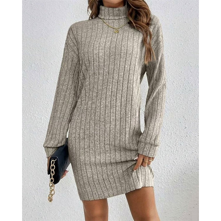 Prążkowany Roll-Neck sukienka
