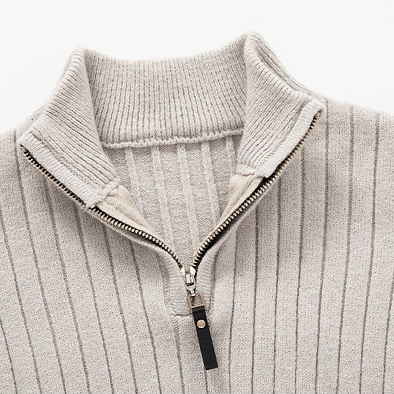 Prążkowany zamek 1/4 sweter