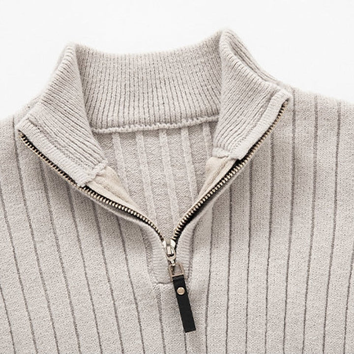 Prążkowany zamek 1/4 sweter