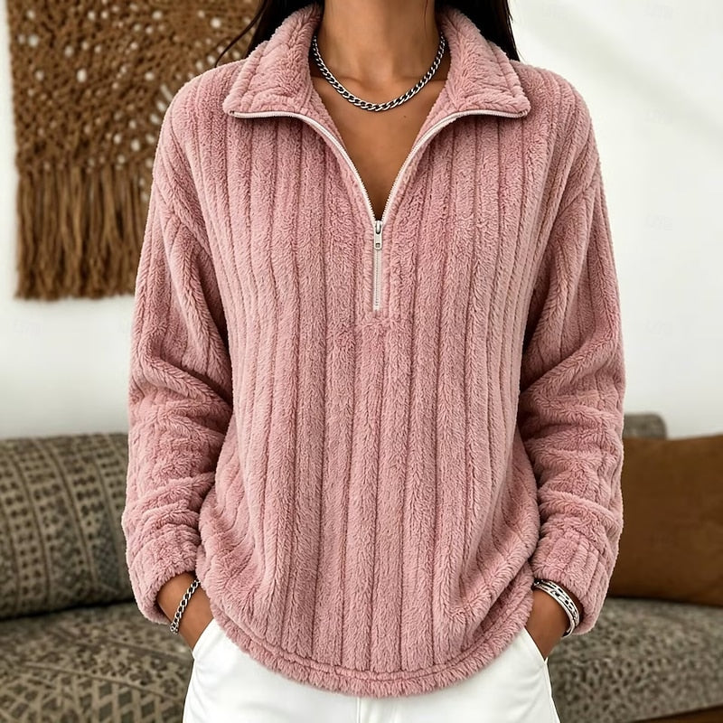 Przytulny fakturowany zamek 1/4 sweter