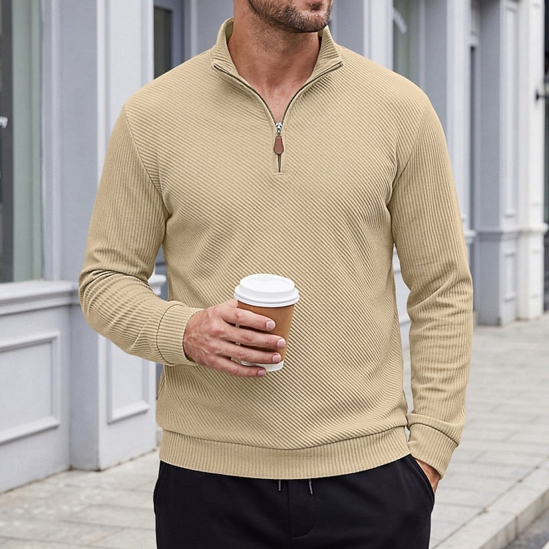 Fakturowany zamek 1/4 sweter