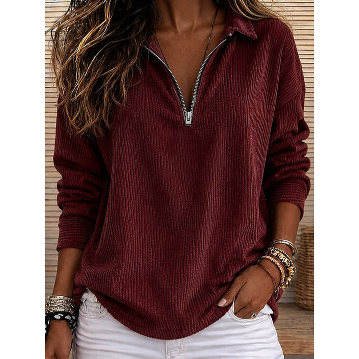 Prążkowany zamek 1/4 sweter top