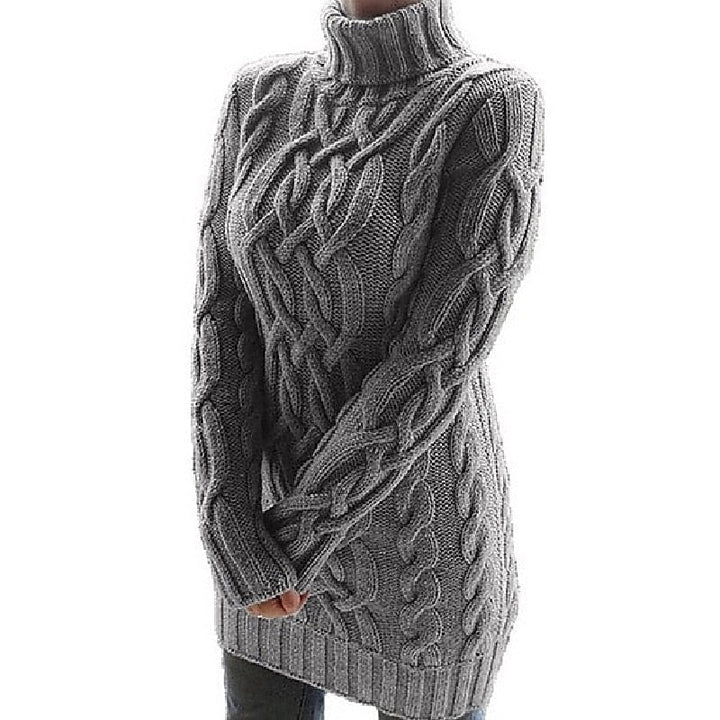 Cable-Textured sweter z golfem sukienka