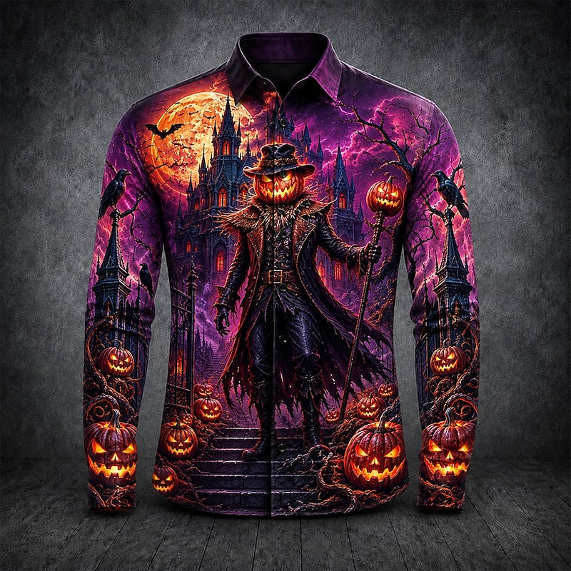 Halloween Gothic wzór długi-rękaw koszula