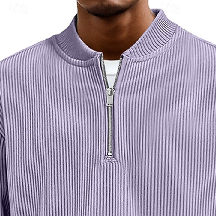 Prążkowany zamek 1/4 sweter