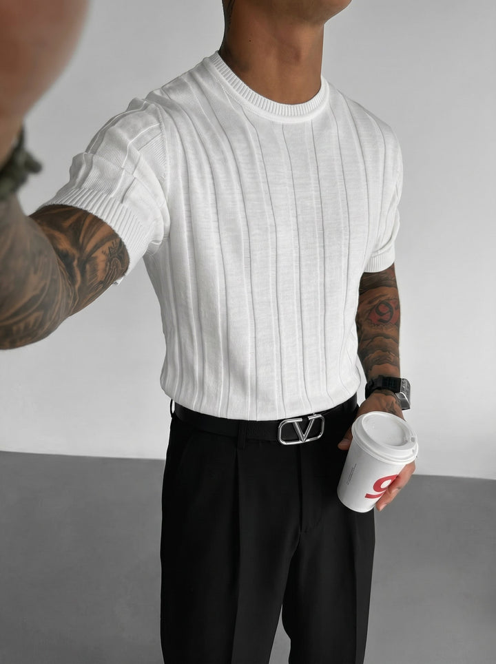 T-shirt Regular Fit z dzianiny - Biały