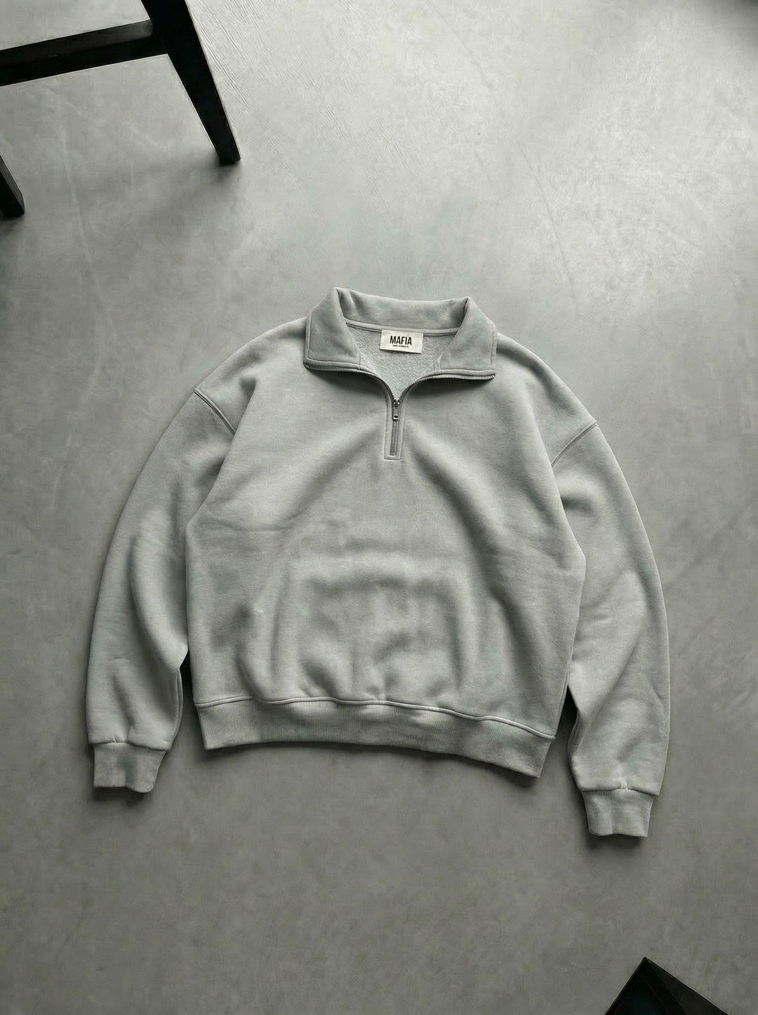 Oversize Polo Sweatshirt z Pół-Zipem - Szary
