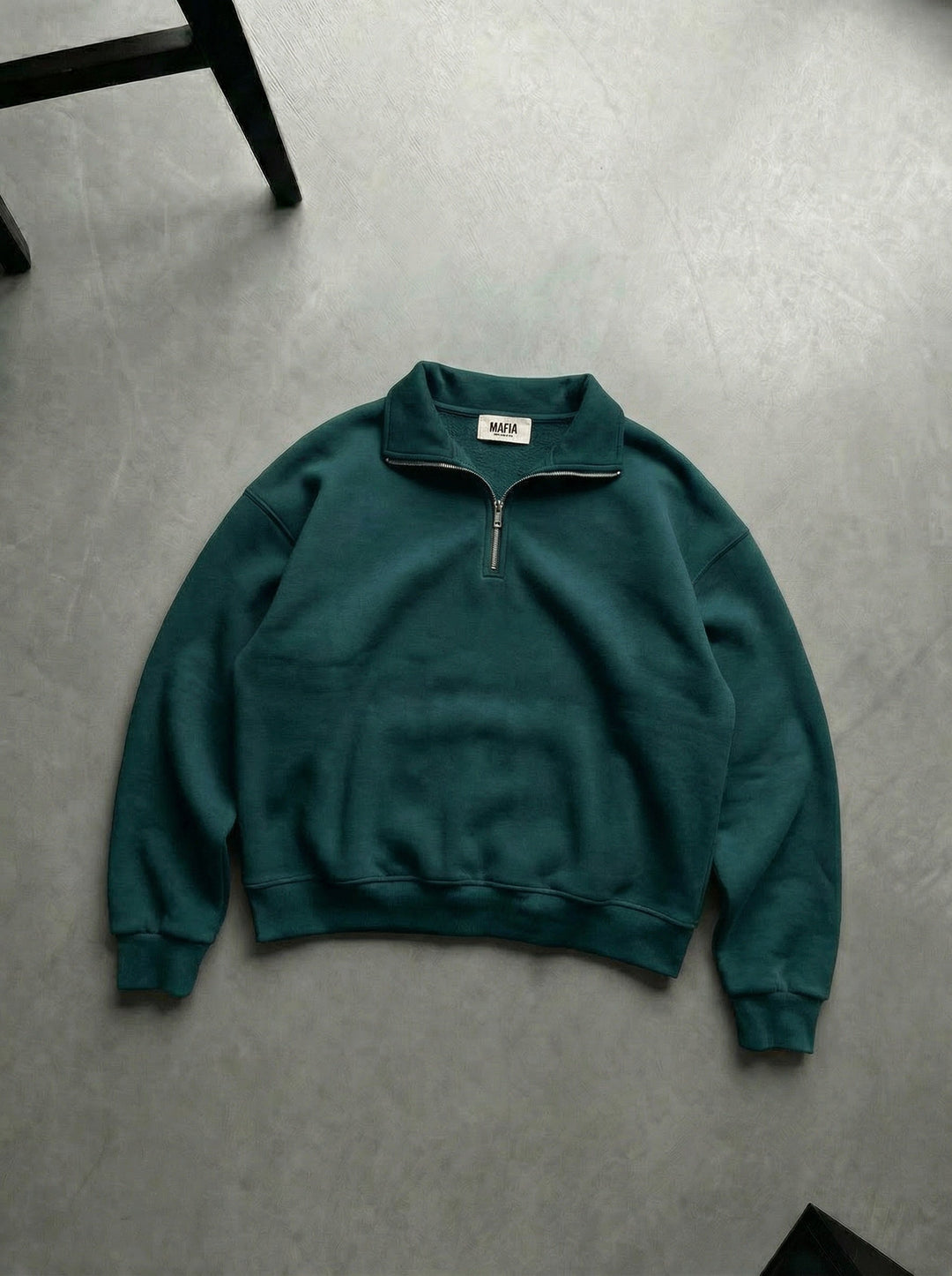 Oversize Polo Sweatshirt z Półzamkiem - Sea Moss