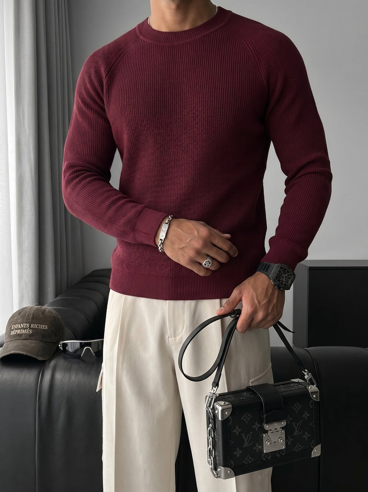 Sweter Slim Fit Cienki - Śliwkowy