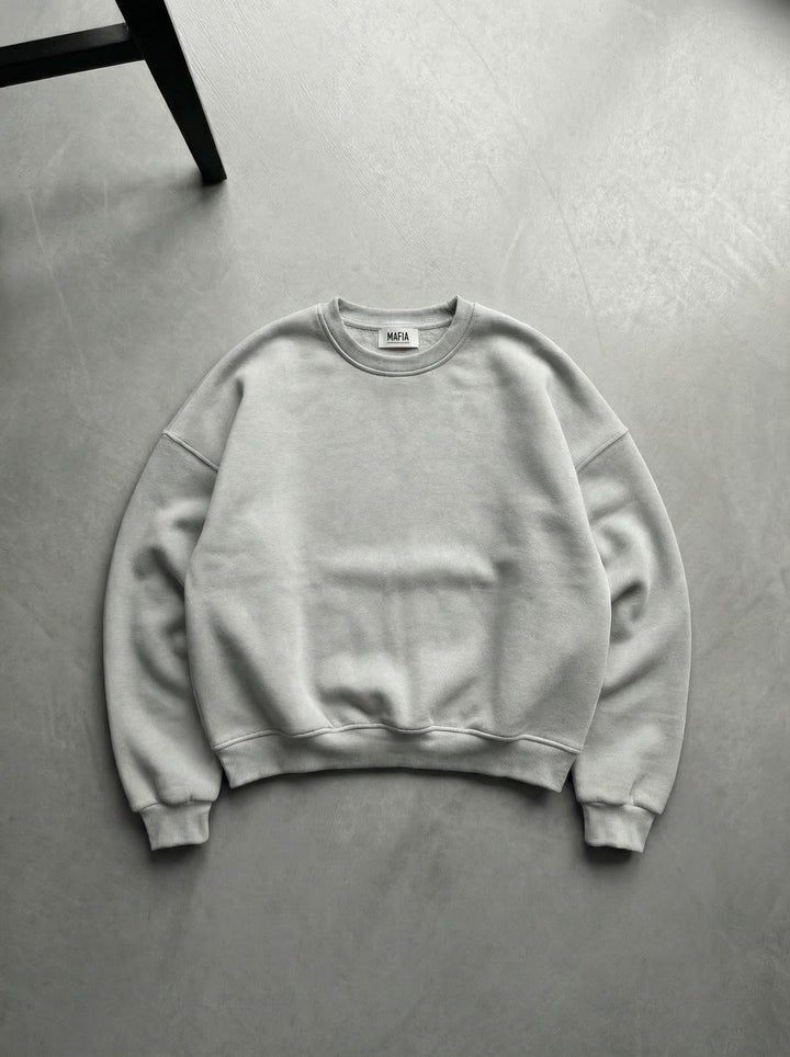 Oversize Podstawowy Sweter - Szary