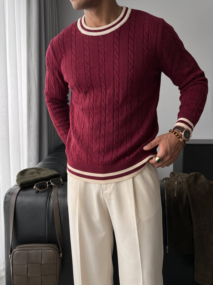 Sweter o regularnym kroju z plecionką - Port Royale