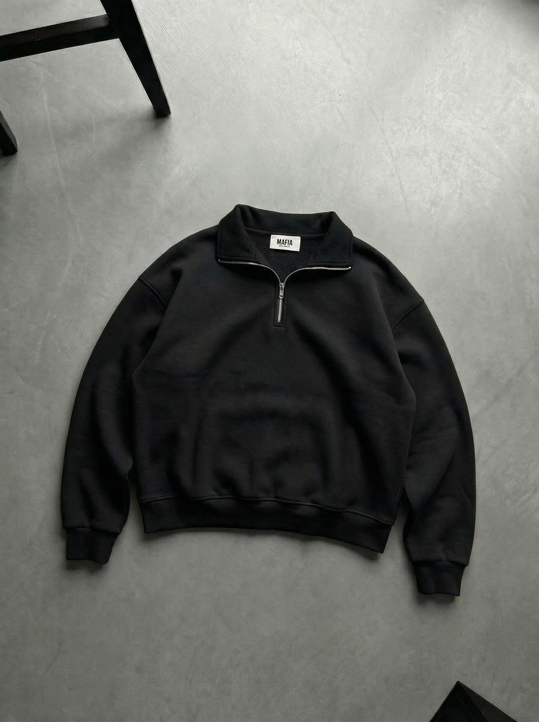 Oversize Half-Zip Polo Sweatshirt - Czarny