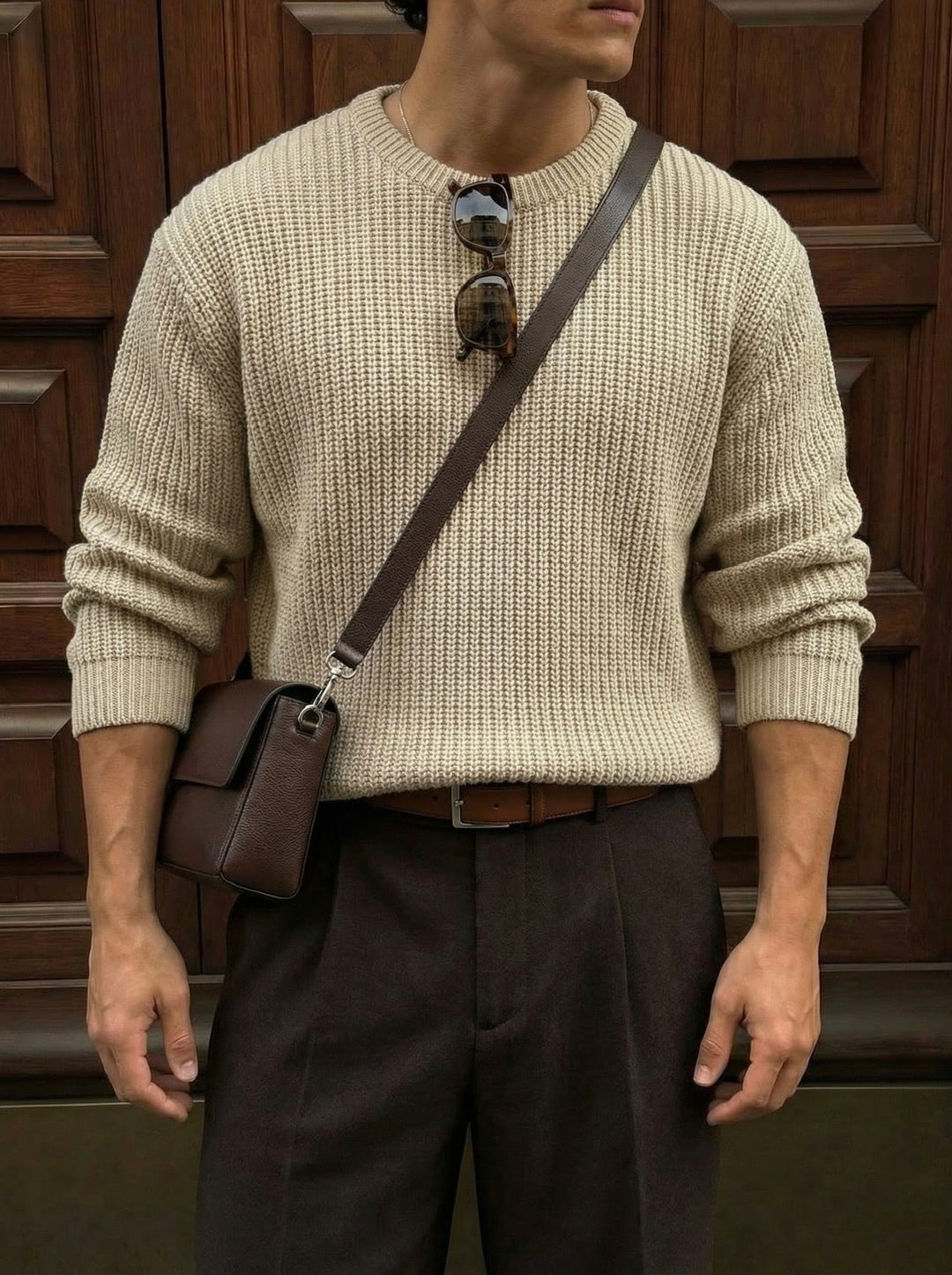 Sweter Oversize Strukturalny - Kamień