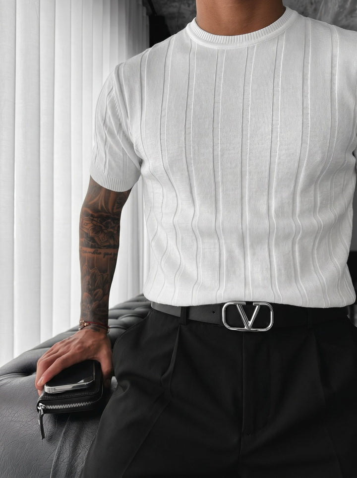 T-shirt Regular Fit z dzianiny - Biały
