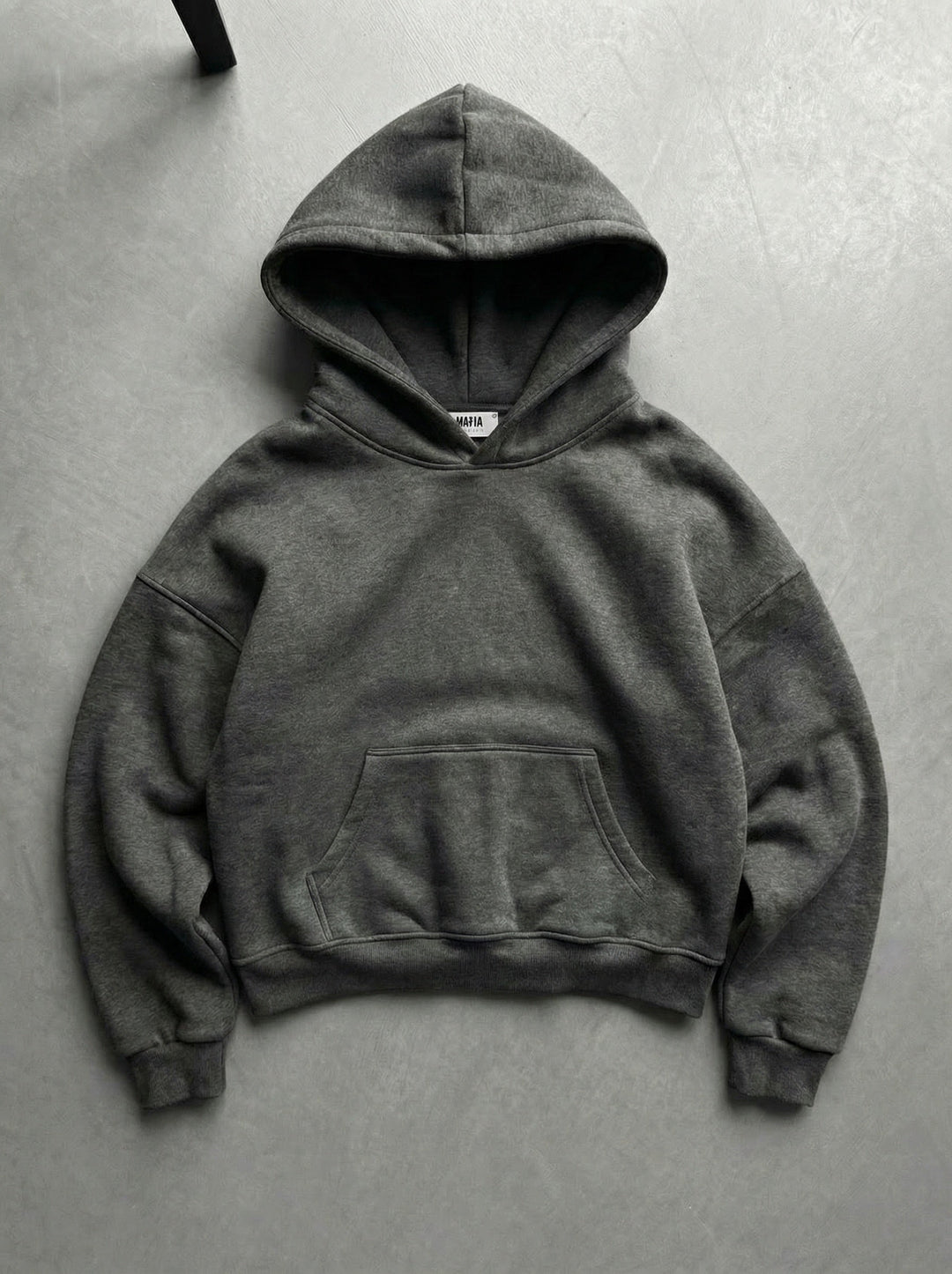 Oversize Basic Hoodie - Melanż Antracytowy