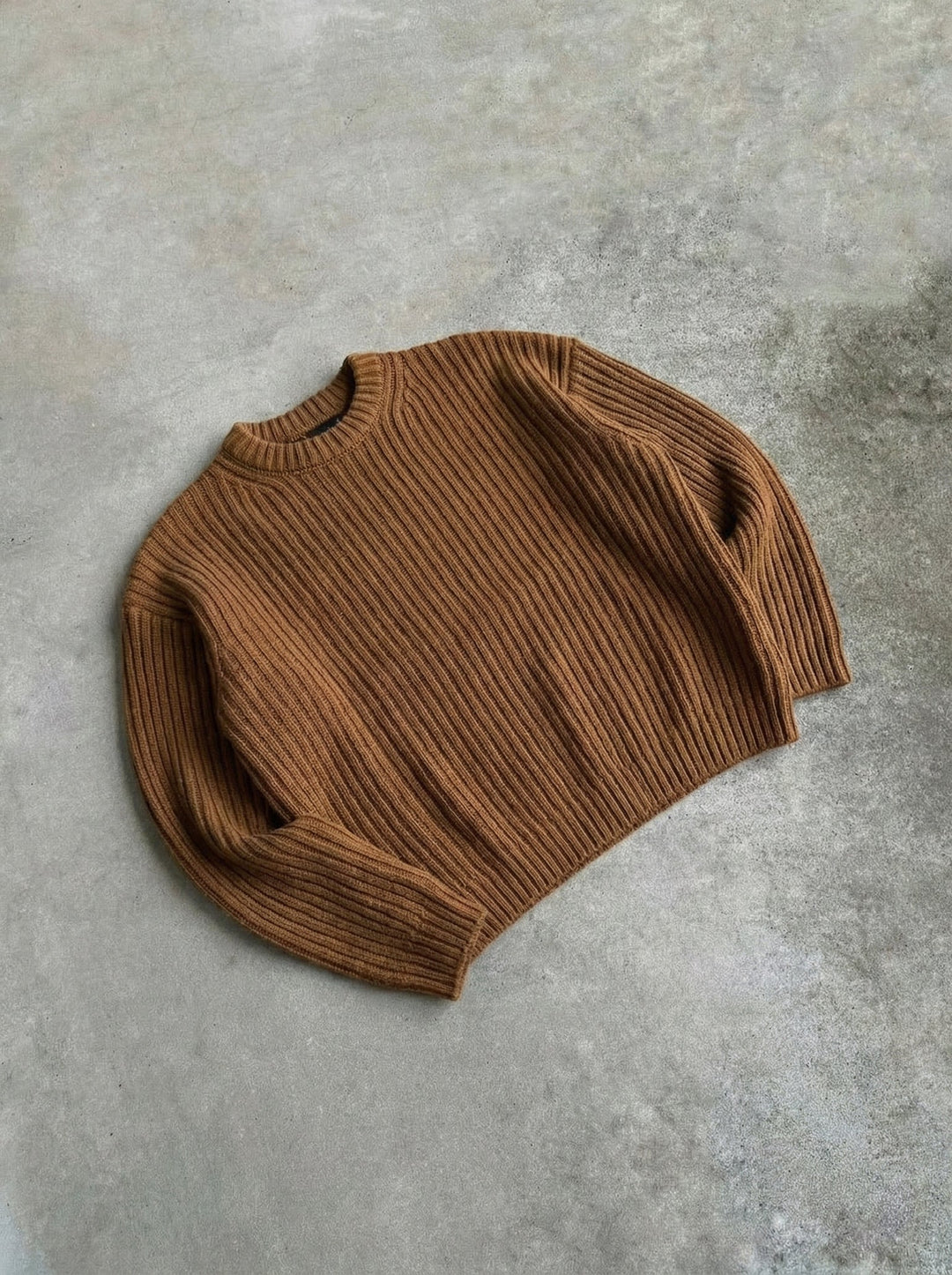 Luźny sweter w paski - Cappuccino