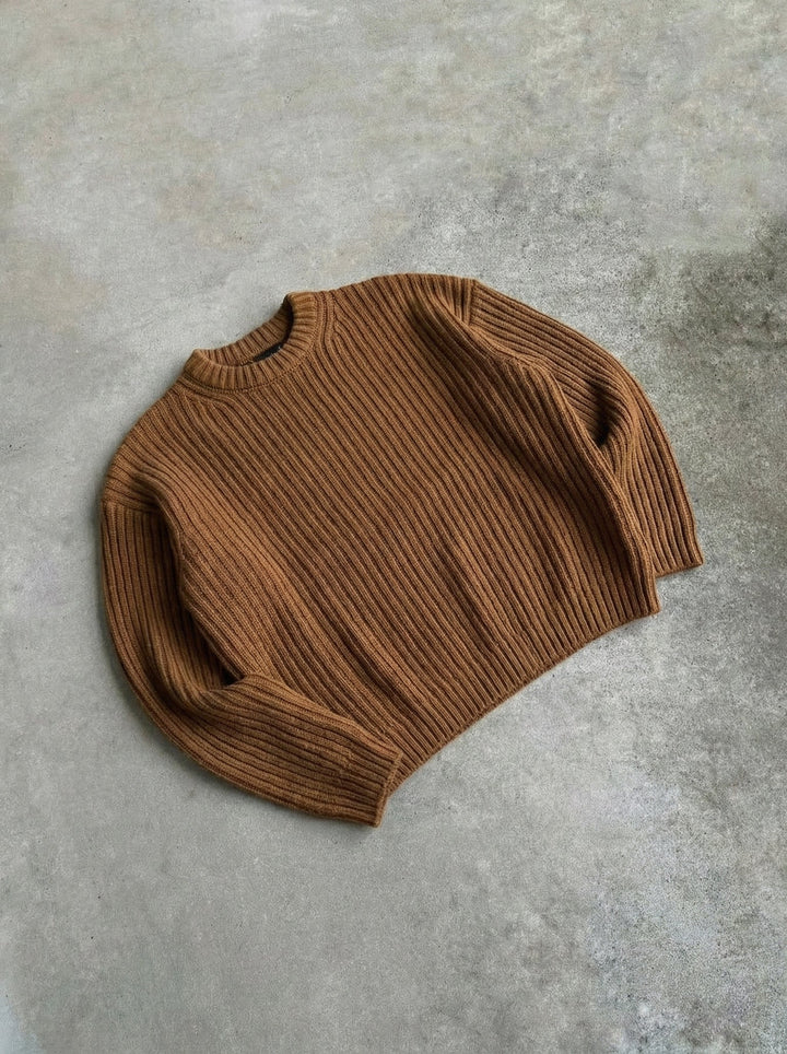 Luźny sweter w paski - Cappuccino