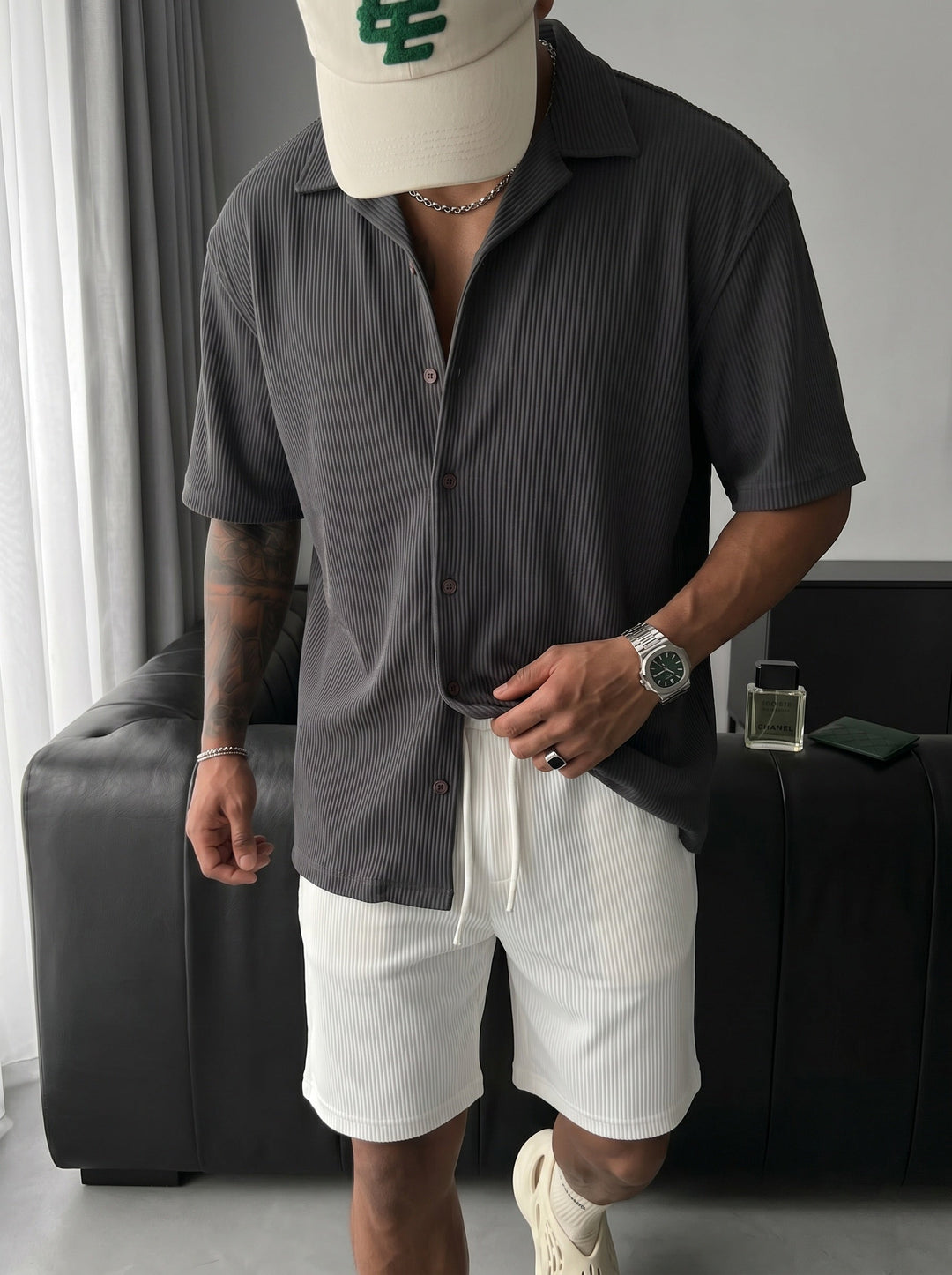 Koszula Cord Oversize - Antracytowa