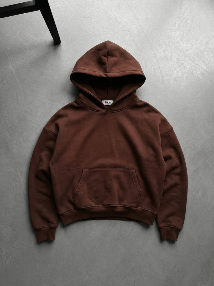 Oversize Basic Hoodie - Czekoladowy Brąz