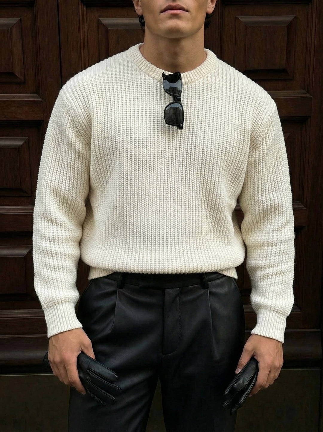 Oversize Strukturalny Sweter - Jasna Biała