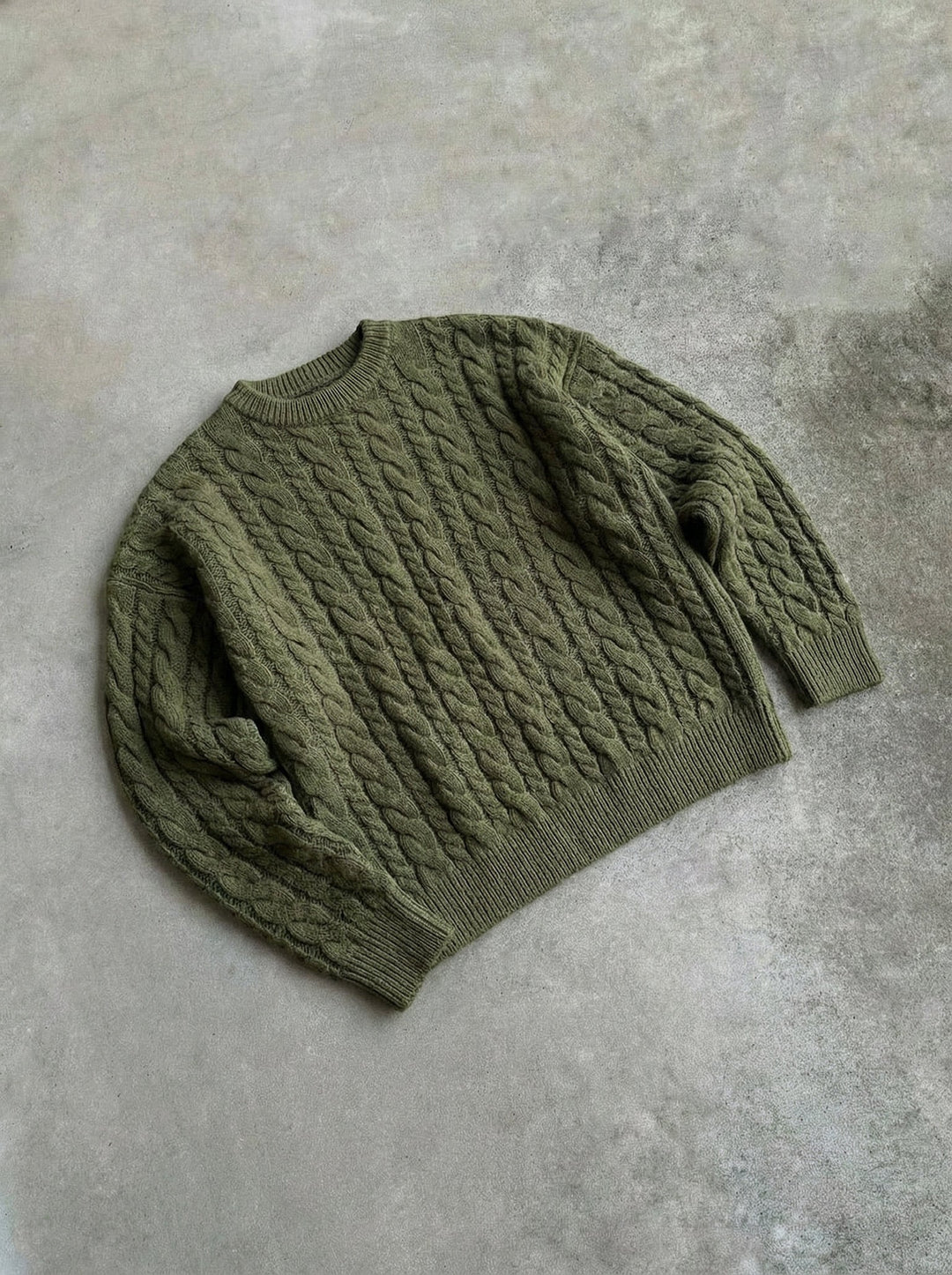 Sweter Oversize Knit Braid - Khaki