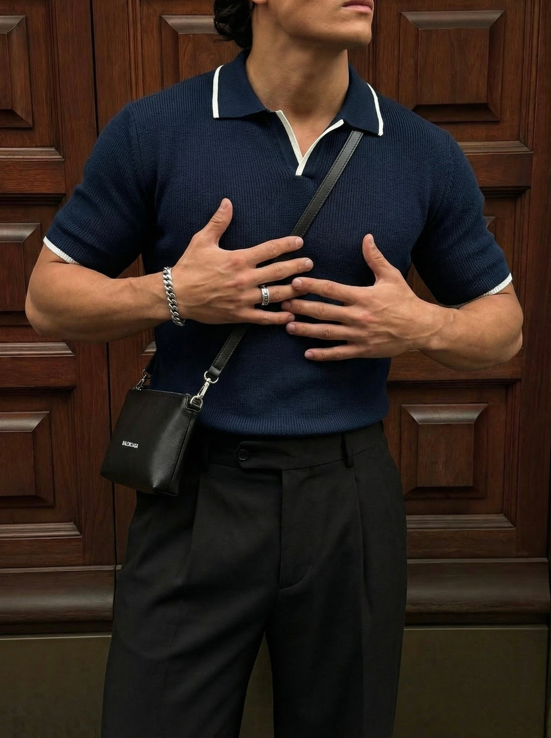 Koszulka Polo Regular Fit Knit Line - Granatowa