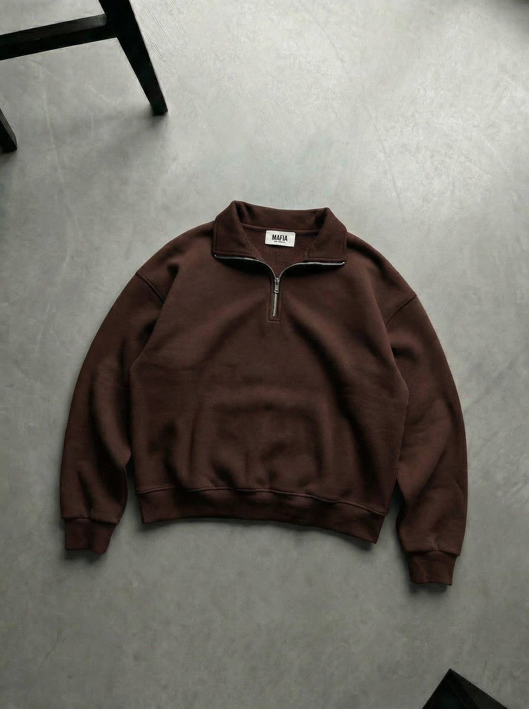 Oversize Polo Bluza z Kapturem - Czekoladowy Brąz