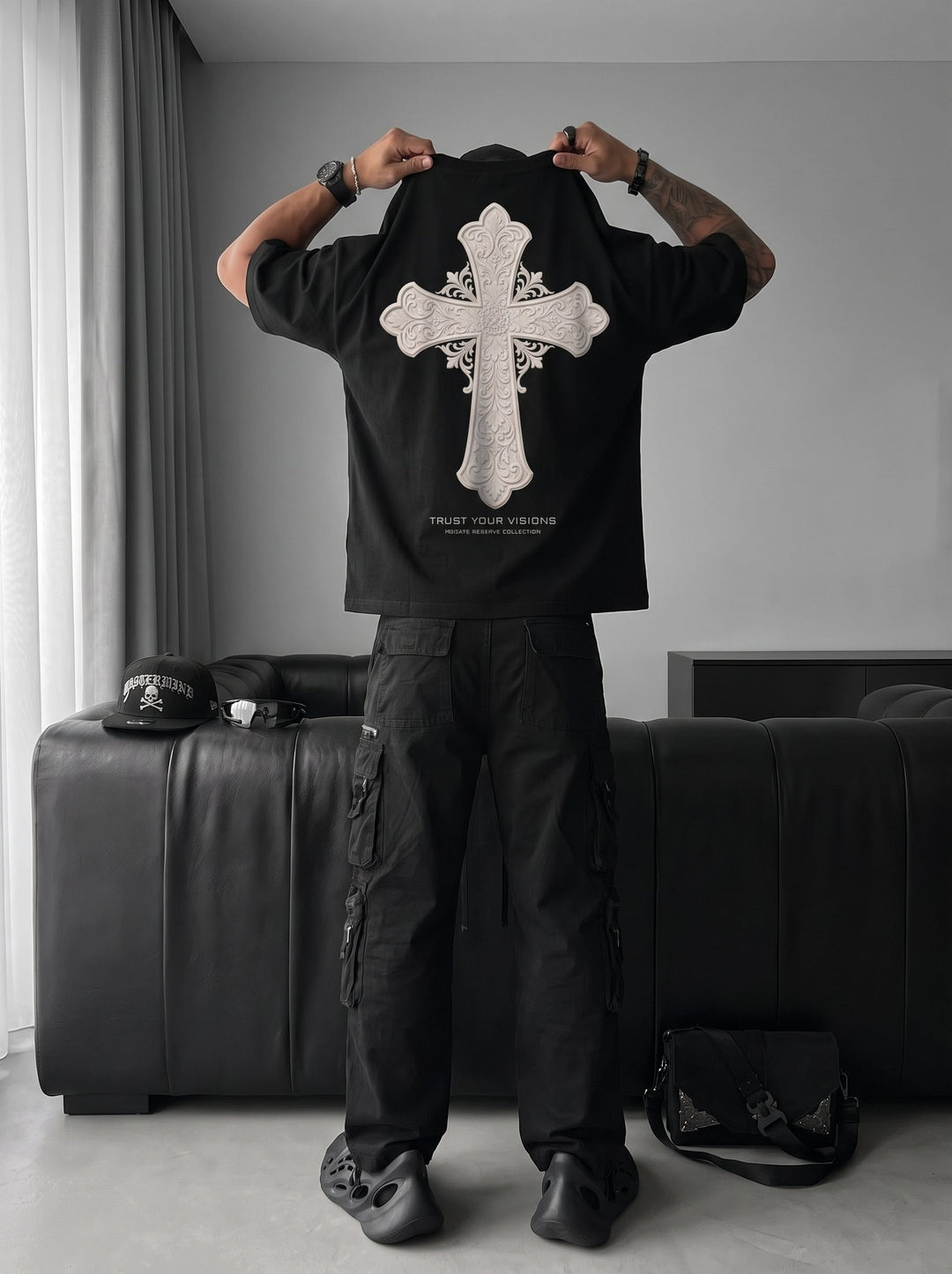 T-shirt Oversize Cross - Czarny