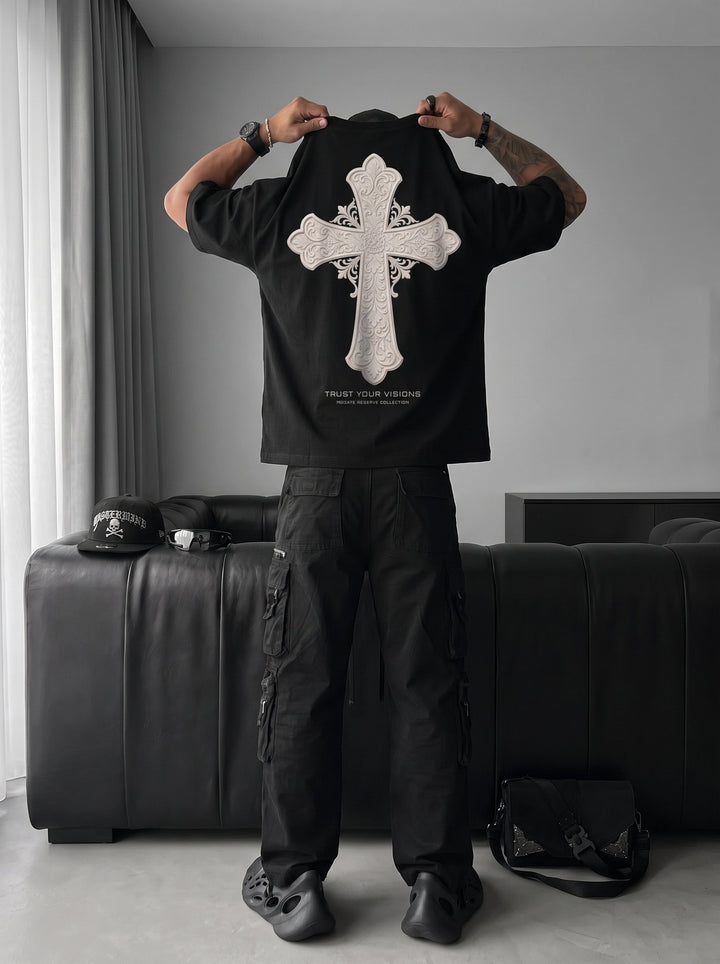 T-shirt Oversize Cross - Czarny