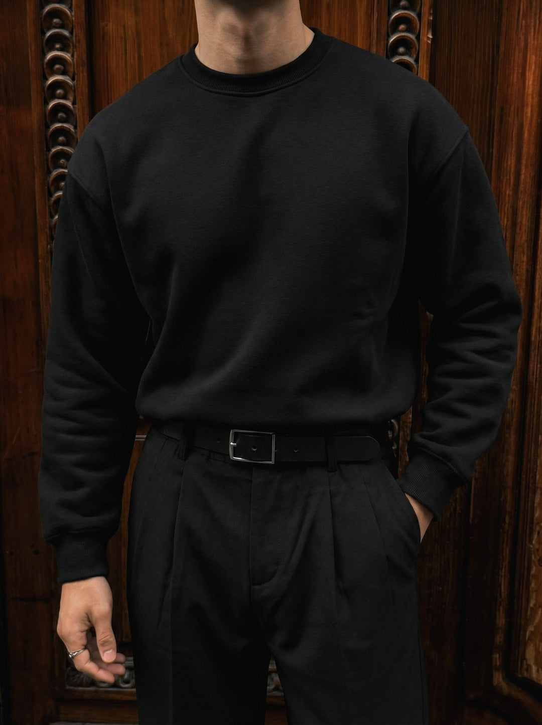 Oversize Basic Sweater - Czarny