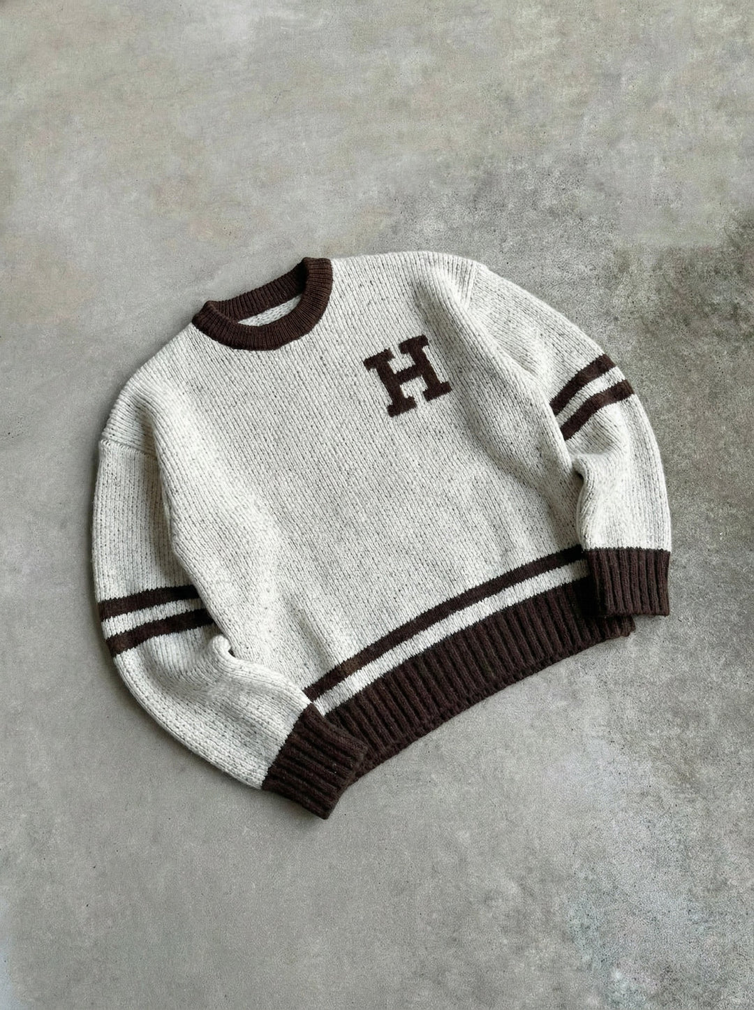 Sweter z przędzy w oversize - Beżowy