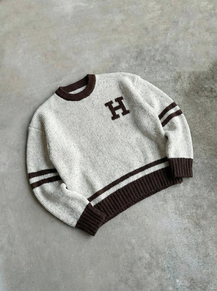 Sweter z przędzy w oversize - Beżowy