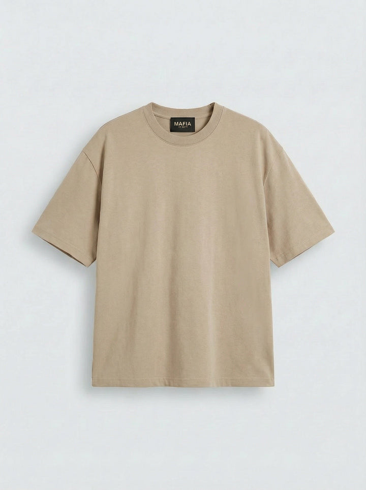 Oversize Basic T-Shirt - Beżowy