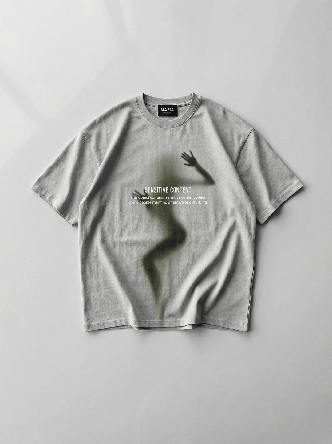 T-shirt Oversize z Wrażliwą Treścią - Szary