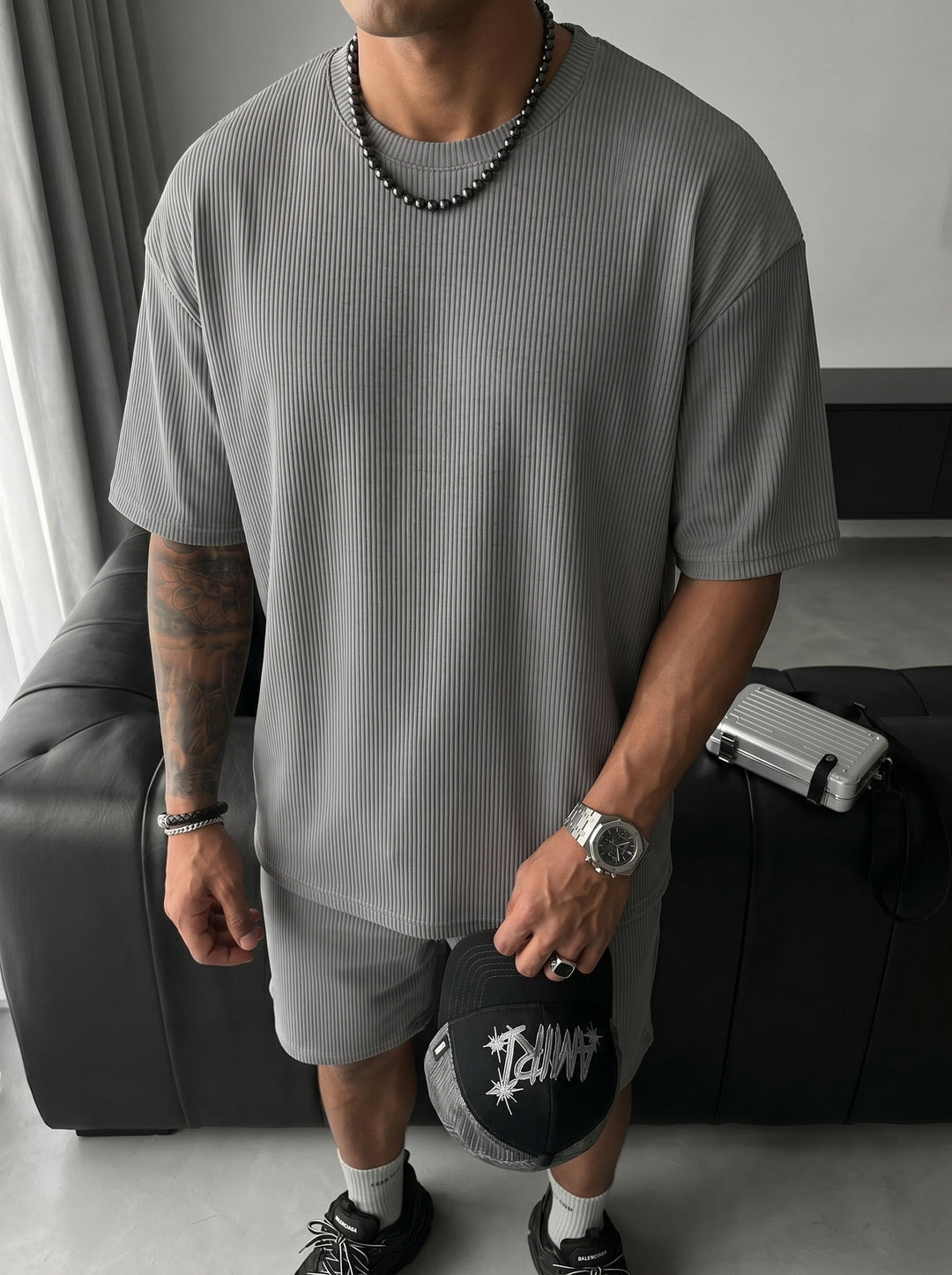 Oversize Cord Tee - Szary