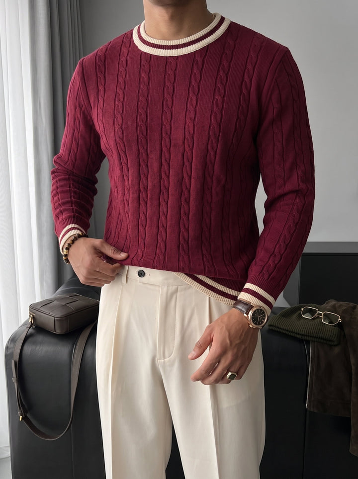 Sweter o regularnym kroju z plecionką - Port Royale