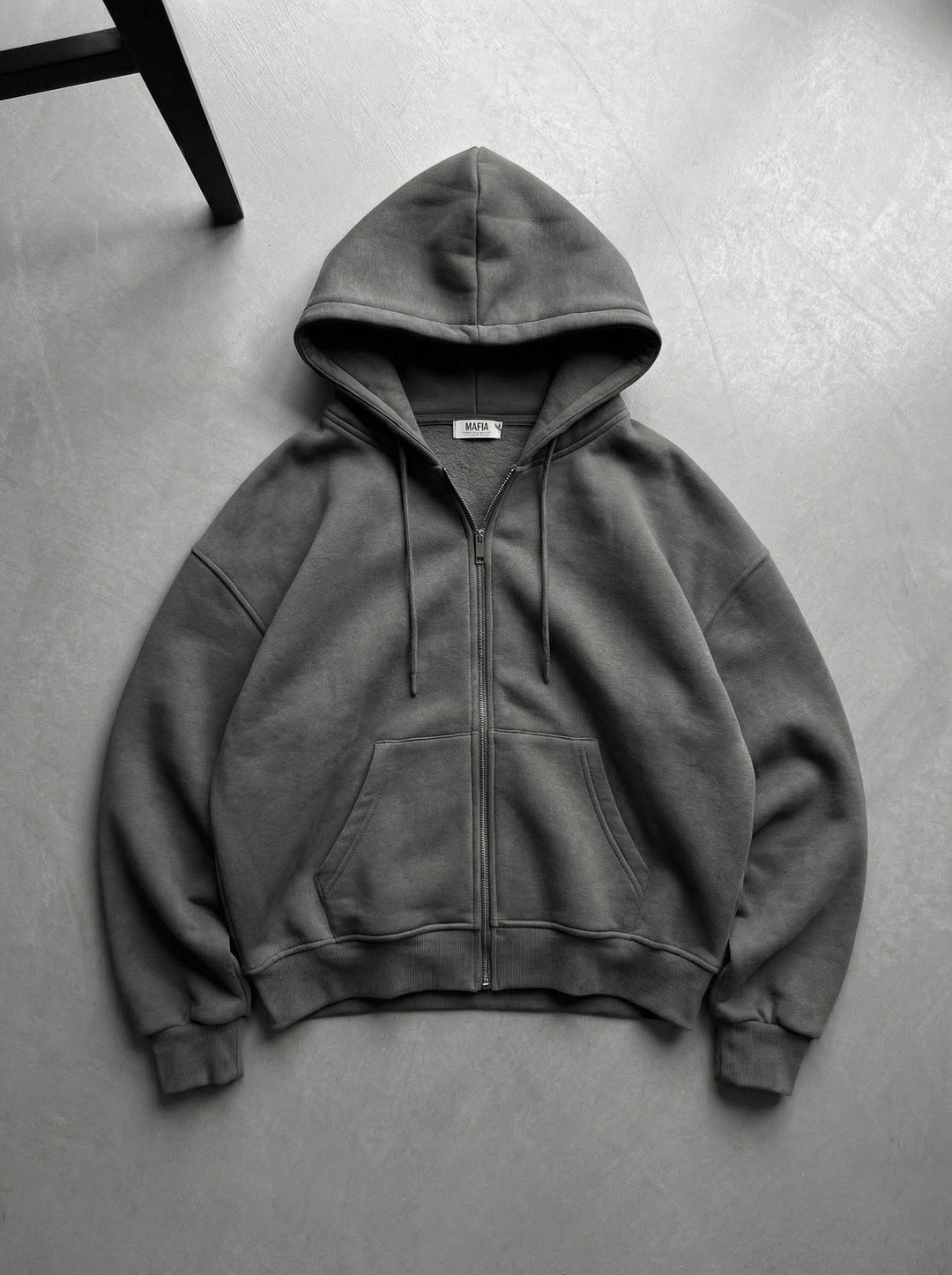 Oversize Basic Zipper Hoodie - Antracyt