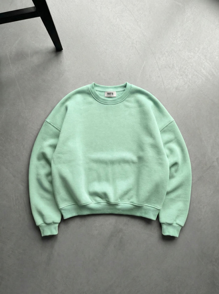 Oversize Podstawowy Sweter - Misty Jade