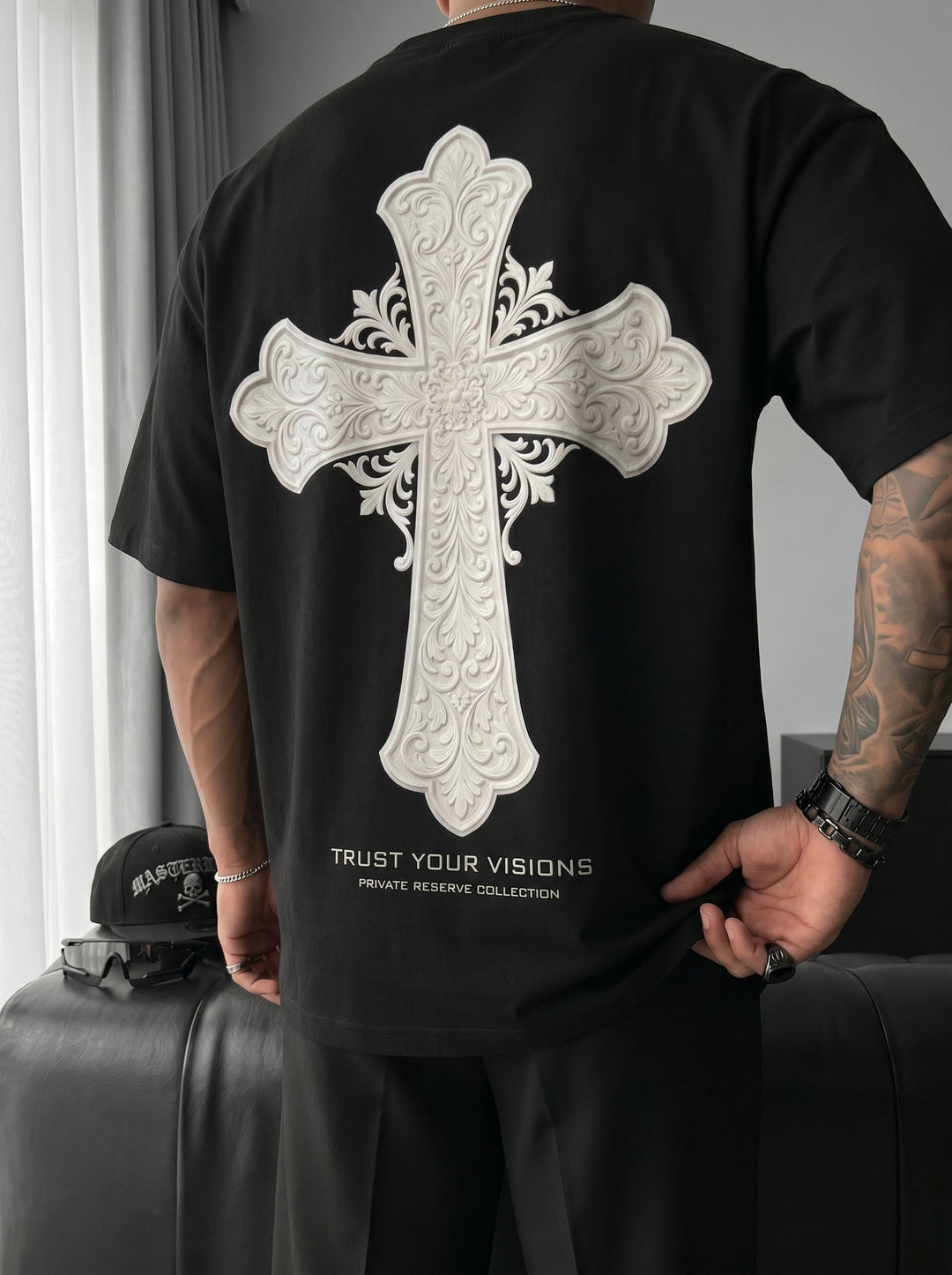T-shirt Oversize Cross - Czarny