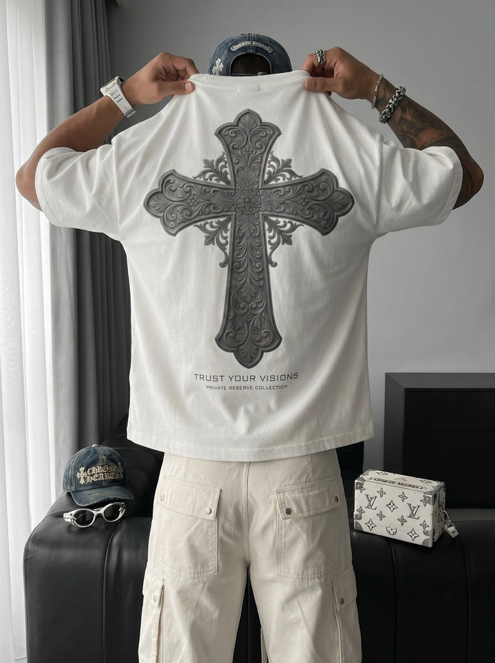T-shirt Oversize Cross - Ecru
